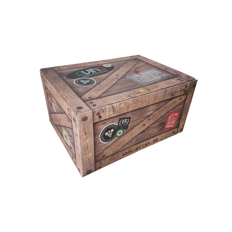 Caisse en carton AVINA effet caisse bois 6 bouteilles